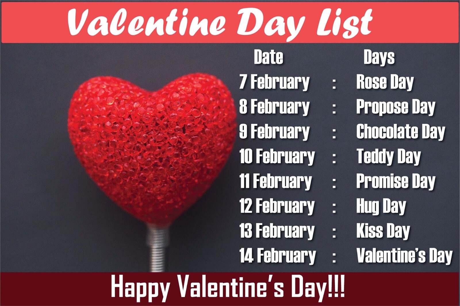 7 Magical Love Days of Valentine Week with Valentines Date Sheet